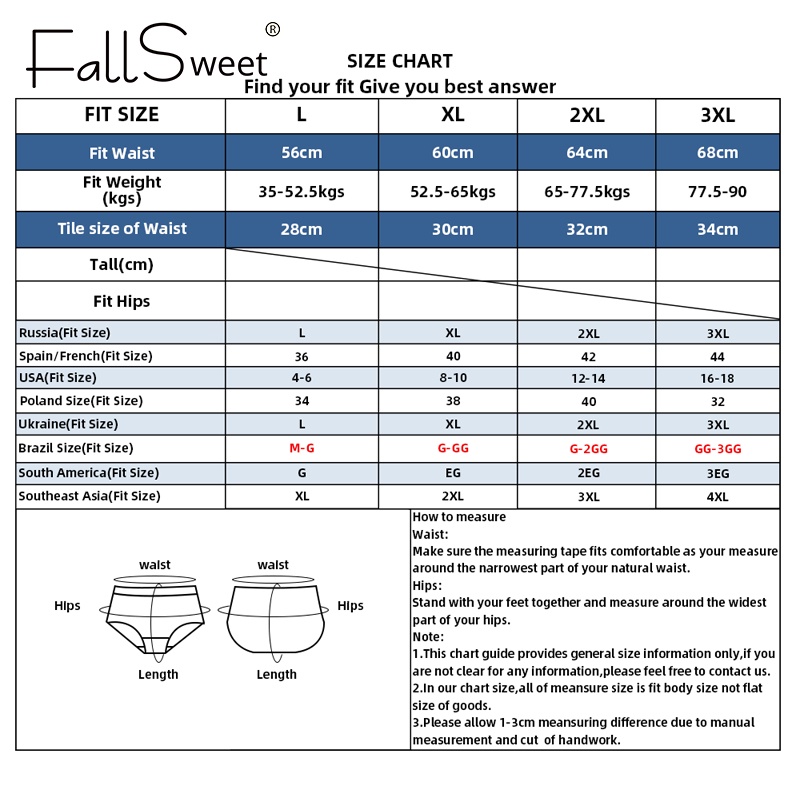 Quần lót FALLSWEET cotton lưng cao vừa mềm mại màu trơn size lớn L-3XL thời trang dành cho nữ