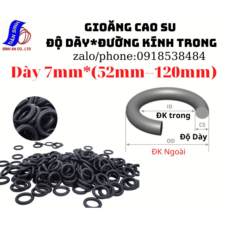 Dày 7mm *  Gioăng cao su NBR70