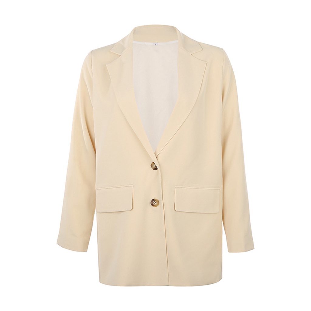 Áo Khoác Blazer Màu Trơn Tay Dài Dáng Rộng Thời Trang Cho Nữ