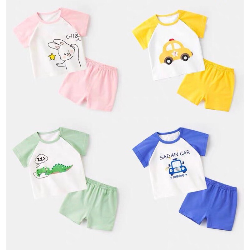 Bộ Cộc Tay Cotton Hàng Minky Mom In Ngộ nghĩnh Cho Bé (6-19kg)