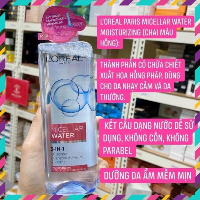 Nước Tẩy Trang Loreal , Nước Tẩy Trang L’Oréal Micellar Water 3-in-1 Deep Cleansing Pháp 400ml Có 3 Mầu [ Chính - Hãng ]