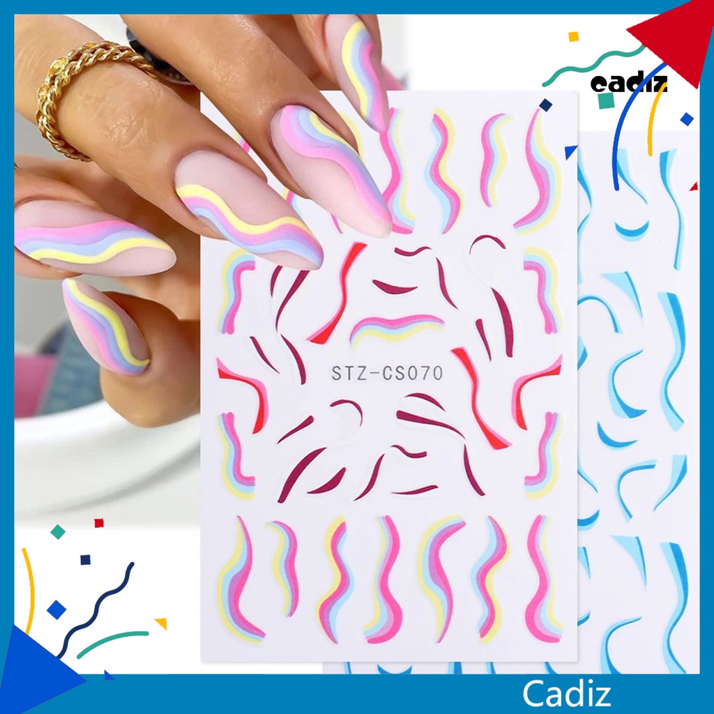 Bộ 7 Miếng Dán Móng Tay Họa Tiết Hình Học 3D Siêu Mỏng