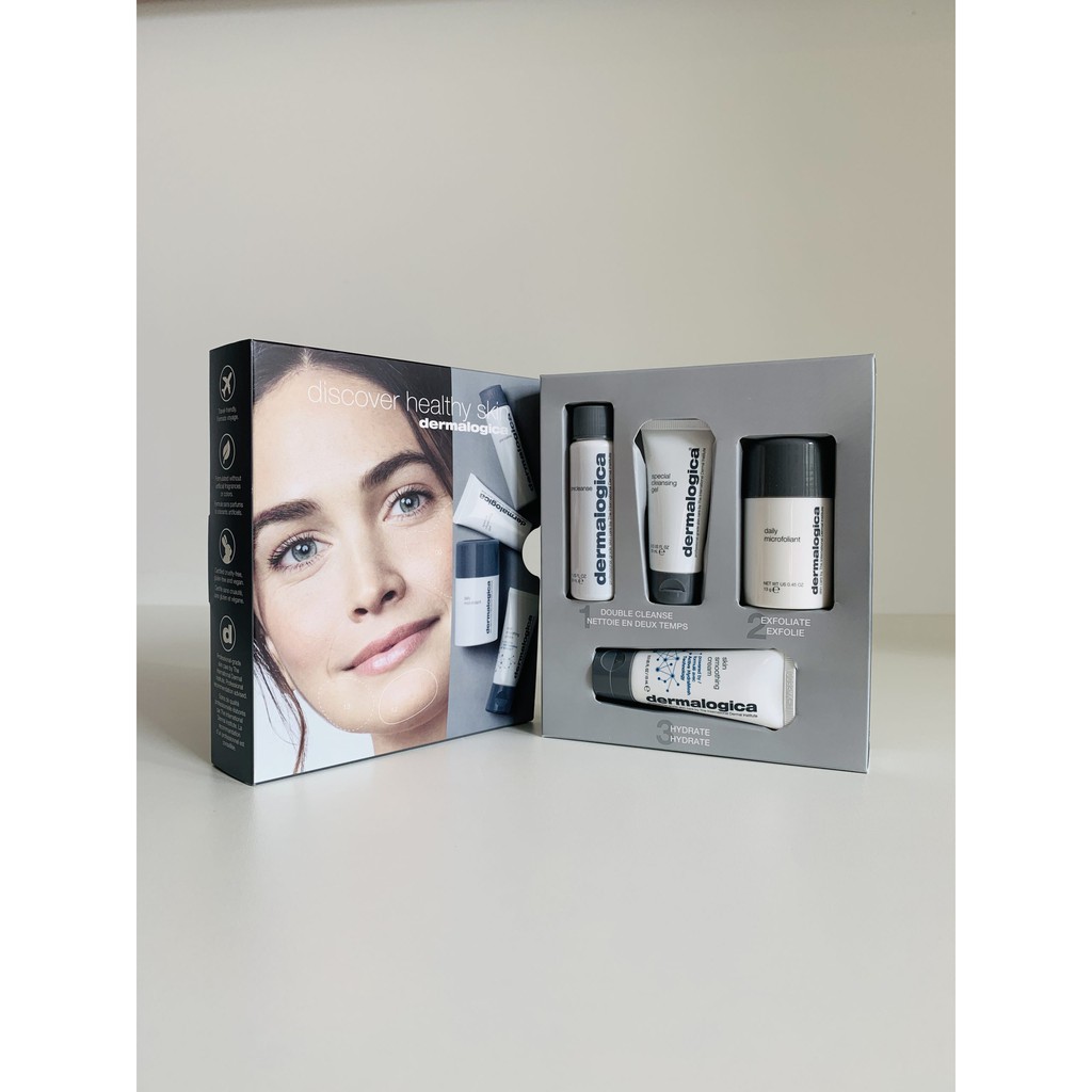 Set 4 sản phẩm Dermalogica Top Seller Skin Care gồm tẩy trang, sữa rửa mặt, tẩy tế bào chết và kem dưỡng