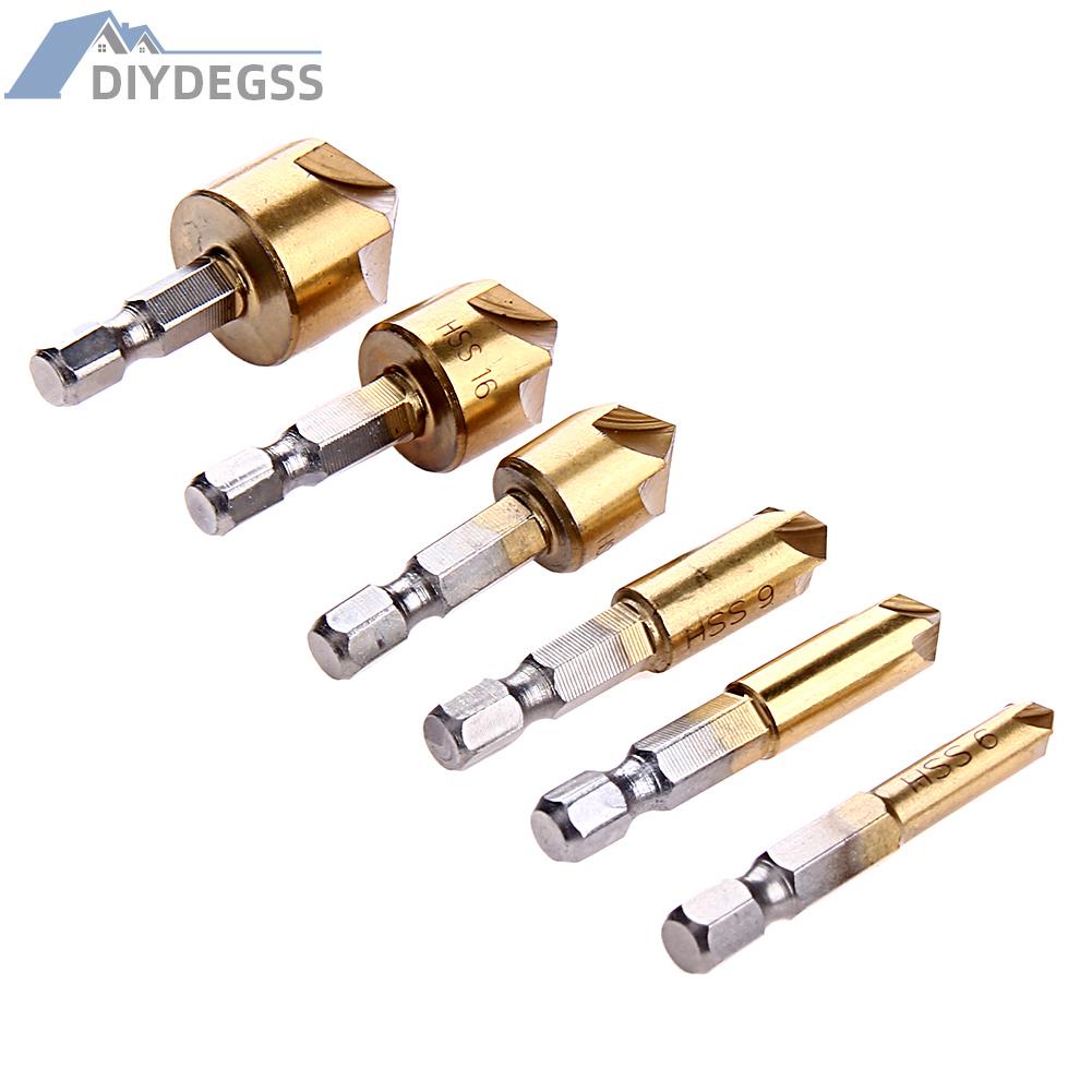 Diydegss2 6pcs/set Metric Woodworking Countersink Drill Bit 90 Degree Steel Wood Dril