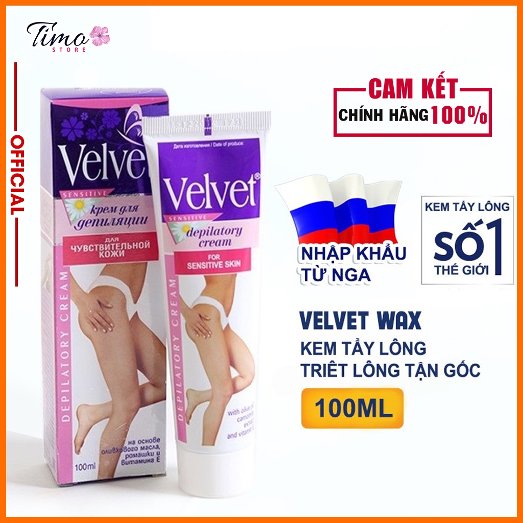 Kem tẩy lông Velvet 100ML chính hãng Nga, chiết xuất hoa cúc và vitamin E tẩy lông cực nhanh | TM024