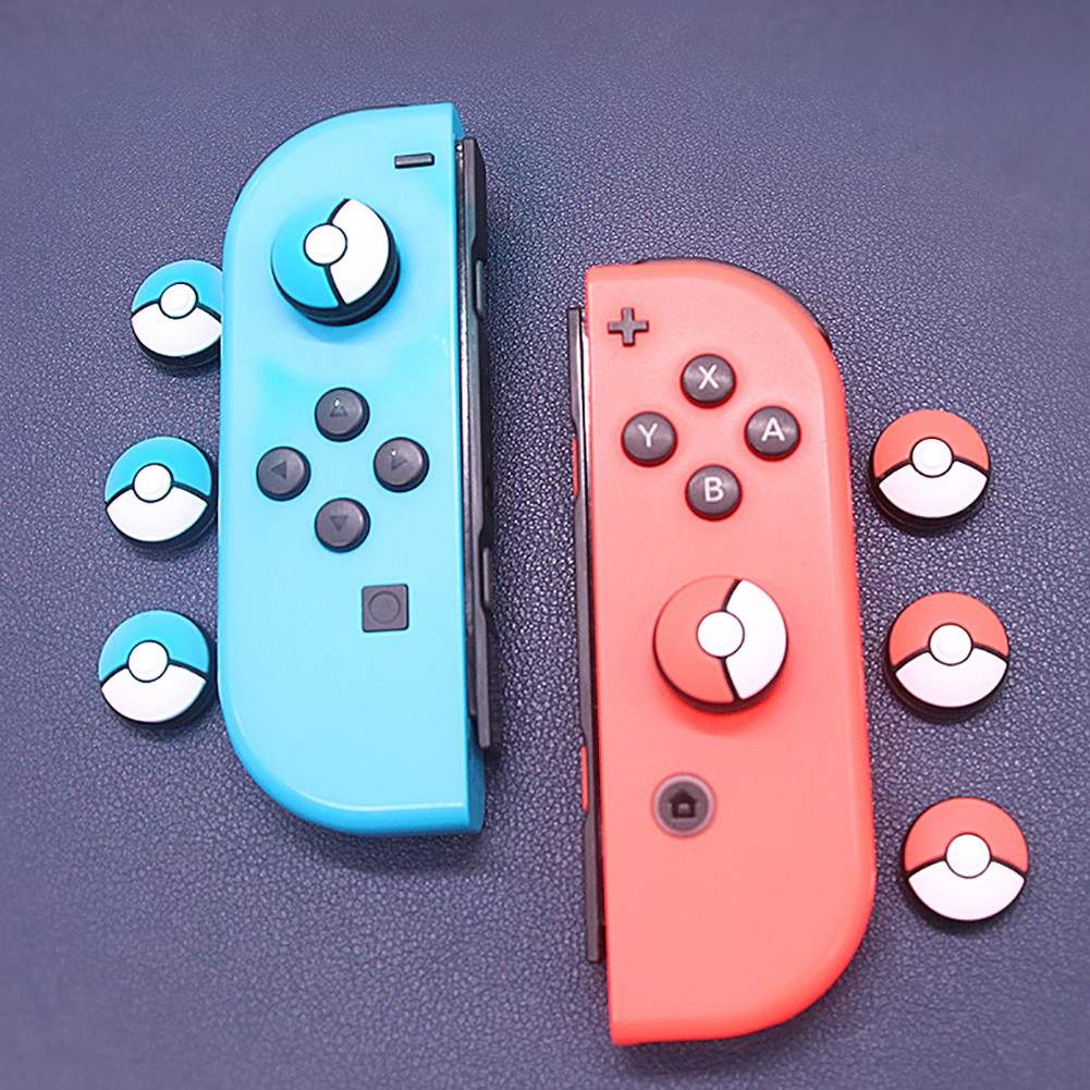 Bộ 2 đầu điều khiển bằng cao su chống trượt hình bóng Pokemon dành cho Nintendo Switch I20