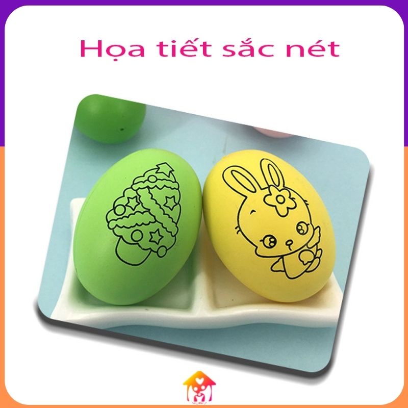 Đồ chơi cho bé Quả trứng tô màu kèm bút lông 4 màu siêu đẹp