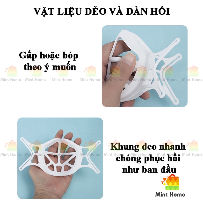 Miếng khung đỡ lót khẩu trang 3D có dây quai đeo silicon mềm móc đai tai giả chống đau