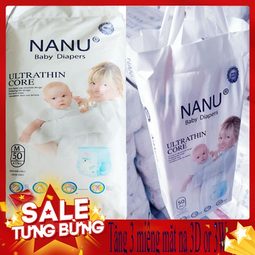 TÃ/BỈM NANU Quần/Dán M100/L100/XL100/XXL100/ XXXL đủ các loại (Tặng 3 miếng mặt nạ 3D hoặc 3W combo 100m)