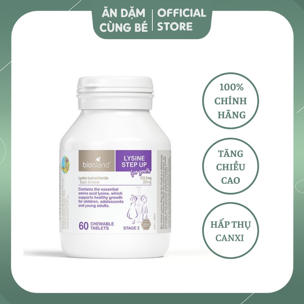 Bột lysine BIO ISLAND viên vitamin tăng chiều cao cho bé chính hãng 9344