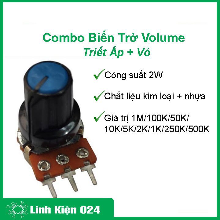 Combo Biến Trở Volume (Triết Áp + Vỏ Triết Áp Nhựa)