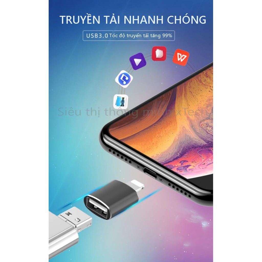 Đầu chuyển đổi Lightning sang USB 3.0 - OTG - Hợp kim cao cấp