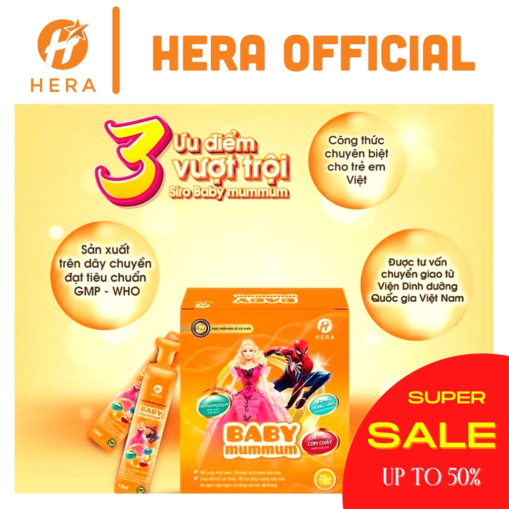 Siro ăn ngon HERA Baby Mummum – Siro cải thiện biếng ăn, lười ăn cho bé HERA chính hãng - Gói 10ml