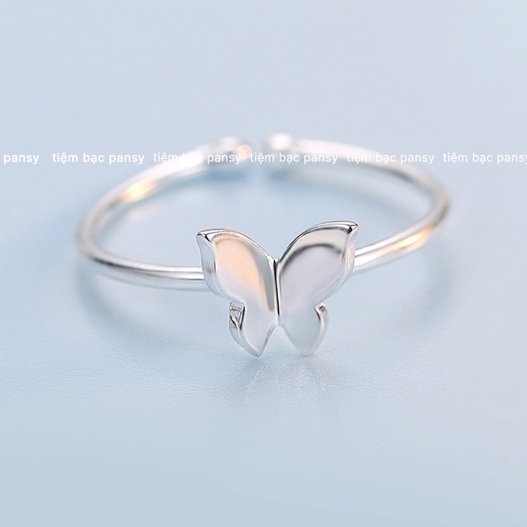 Nhẫn bạc nữ PANSY hình cánh bướm freesize - Nhẫn nữ bạc ta mặt hồ điệp dáng mở