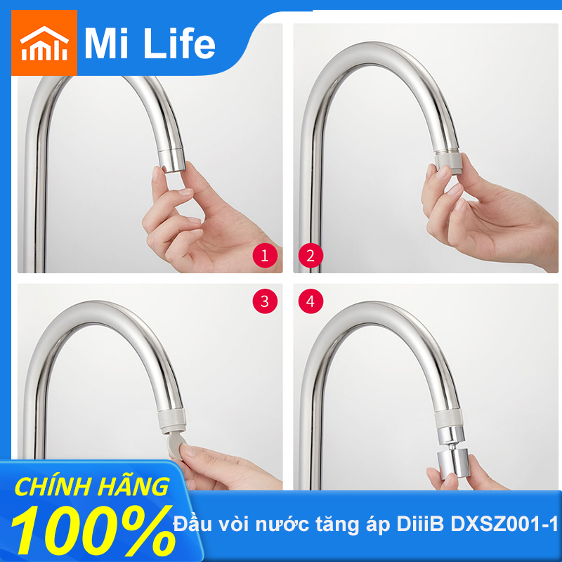 Đầu vòi tăng áp xoay 360 Xiaomi Diiib DXSZ001-1 rửa chén tạo bọt tiết kiệm 1/2 nước