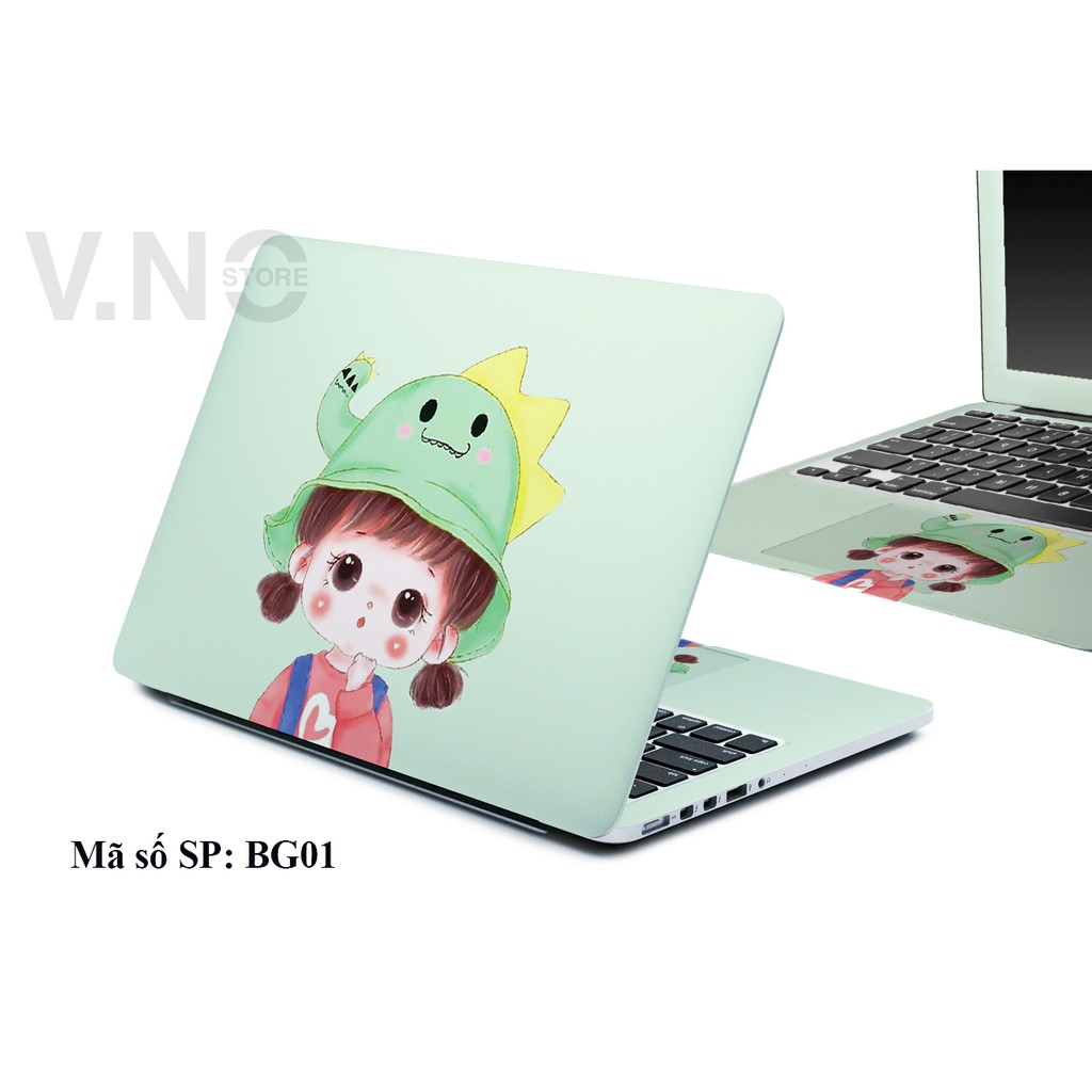 Decal dán laptop V.NO SKIN cute baby girl các dòng máy