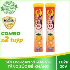 Ossizan C - C sủi - Bổ sung Vitamin C hương vị cam - Tăng cường sức đề kháng, ngăn ngừa virus - 1 Tuýt 20 viên