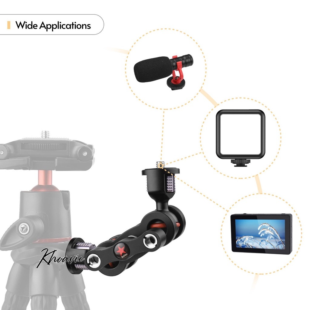 Cánh Tay Arm Hợp Kim Nhôm Cho Mic + Monitor Feelworld