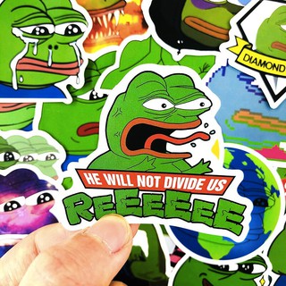 Set 50 sticker hình dán Ếch xanh pepe chống thấm nước