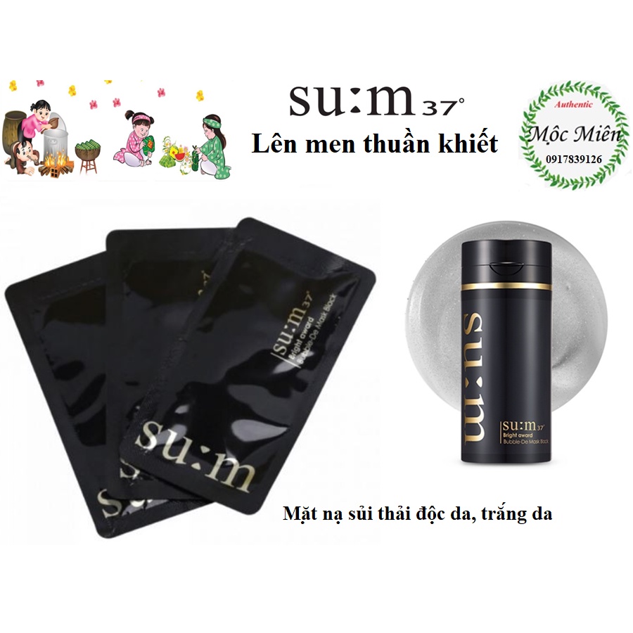 Gói mặt nạ Sum đen sủi bọt thải độc, cung cấp oxy cho da, dưỡng trắng Su:m37 Bright Award Bubble-De Mask Pack