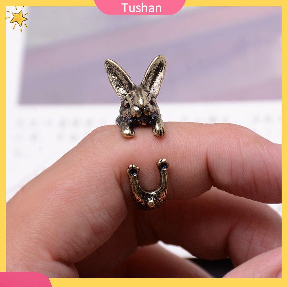 Nhẫn mở hình con thỏ phong cách vintage làm quà tặng sinh nhật cho cặp đôi