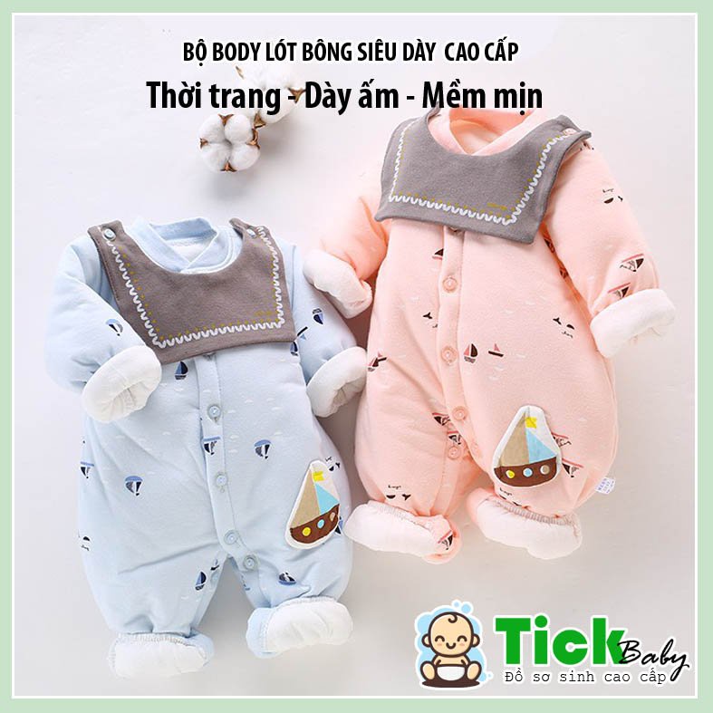 ÁO Body Siêu Dày Ấm Ngày Đông Rét, Kèm Yếm Rời Giữ Ấm Cổ Cho Bé