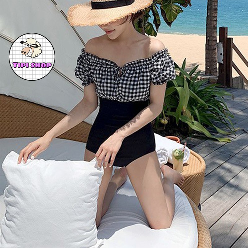 Bikini đi biển cao cấp 1 mảnh Black and White