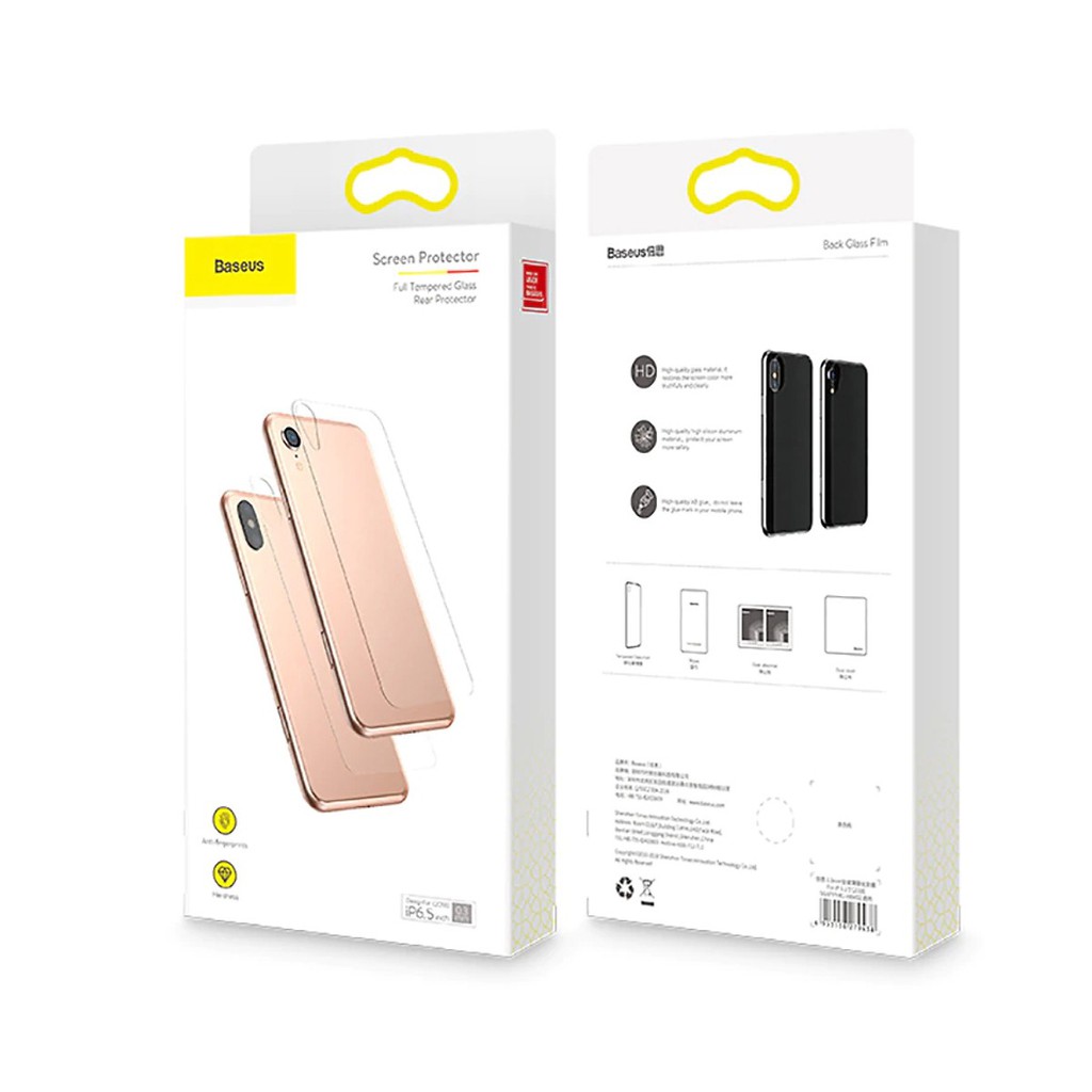 Miếng dán kính cường lực mặt sau lưng cho iPhone XS MAX hiệu BASEUS (mỏng 0.3mm, Full Glass, Full HD, Phủ Nano)