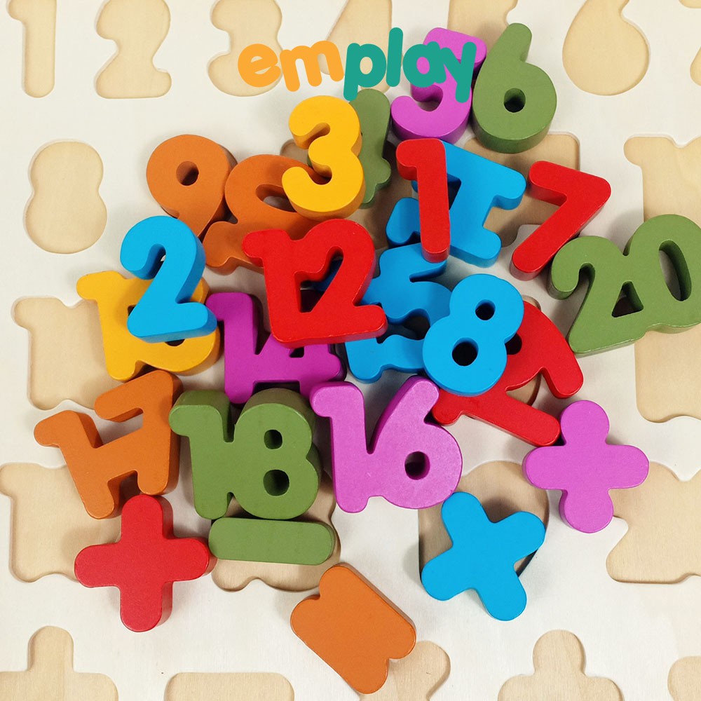 Bảng chữ cái bằng gỗ Emplay đồ chơi gỗ cho bé, đồ chơi học chữ cho bé, chất liệu gỗ ép sợi an toàn, màu sắc phong phú