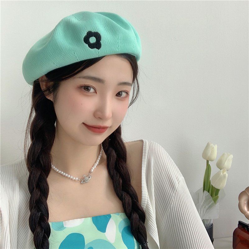Mũ Beret Mỏng Đục Lỗ Thoáng Khí Phong Cách Retro Nhật Bản Cho Nữ