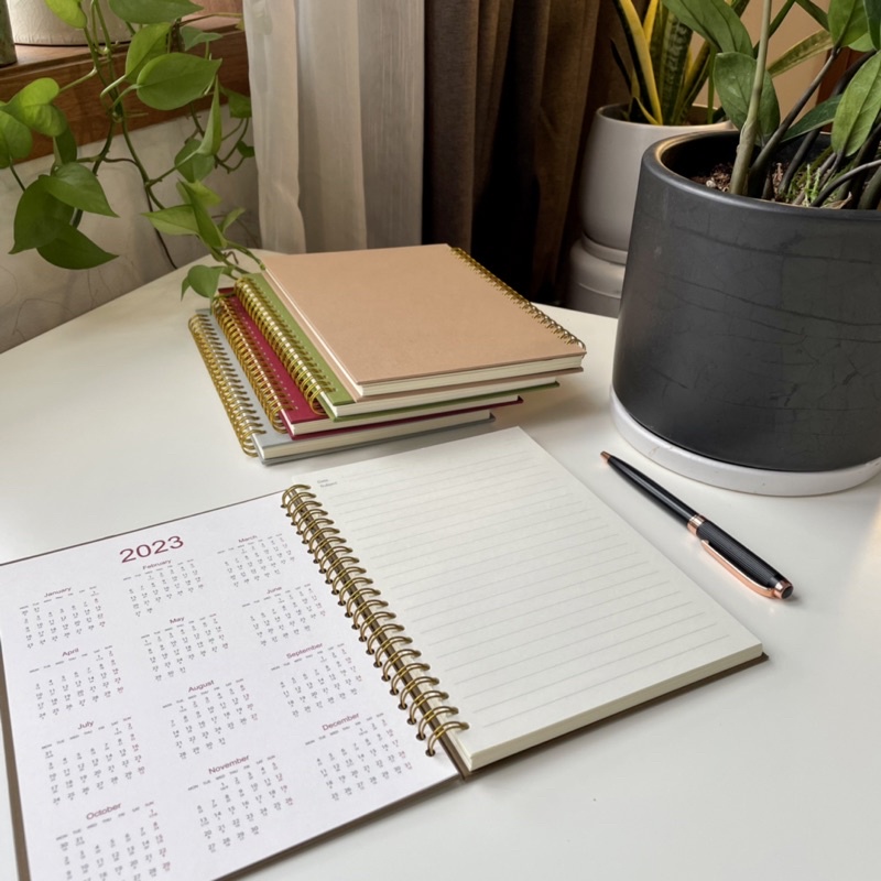 Sổ Tay Ghi Chép - Kích Thước A5 - Bìa giấy Mỹ Thuật - Màu Nâu Cafe