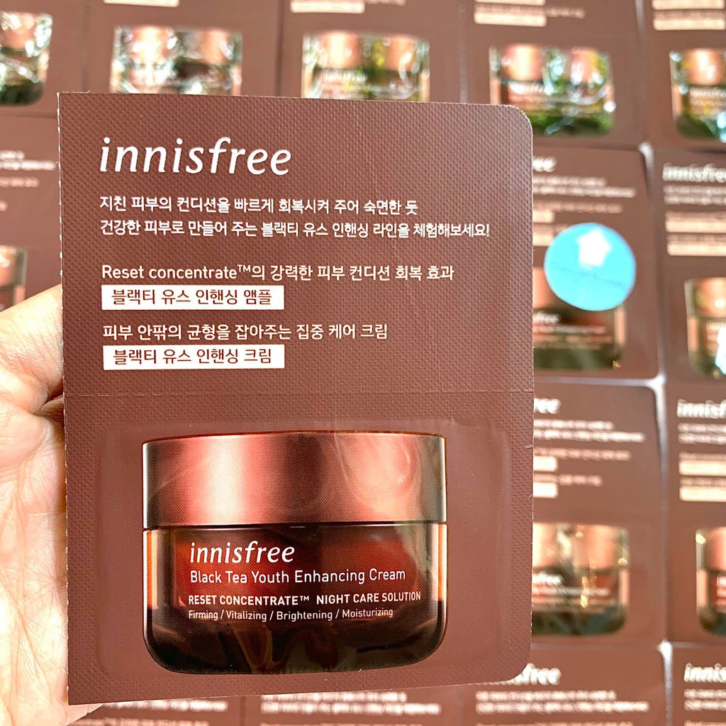 Sample Tinh Chất &amp; Kem Chăm Sóc Chuyên Sâu Ban Đêm Innisfree Black Tea Youth Enhancing Ampoule/Cream