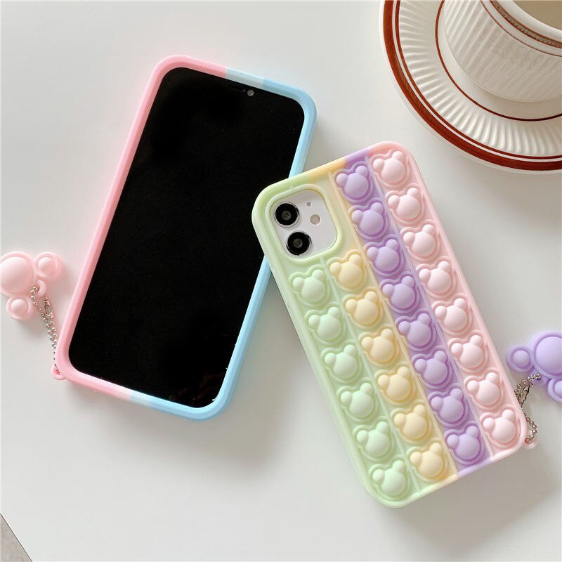 Ốp điện thoại silicon hình gấu thích hợp cho iphone 11 12 pro max mini 6 6s 7 8 plus xr x xs max