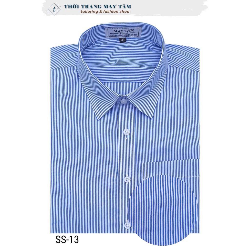 Áo sơ mi nam dài tay kẻ sọc xanh dương thanh lịch, slimfit trẻ trung SS 13