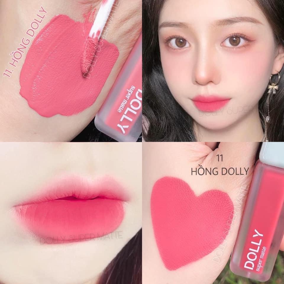 Son Lì Son Kem SUPER MATTE Không Chì Cao Cấp Chính Hãng Màu Hồng dolly