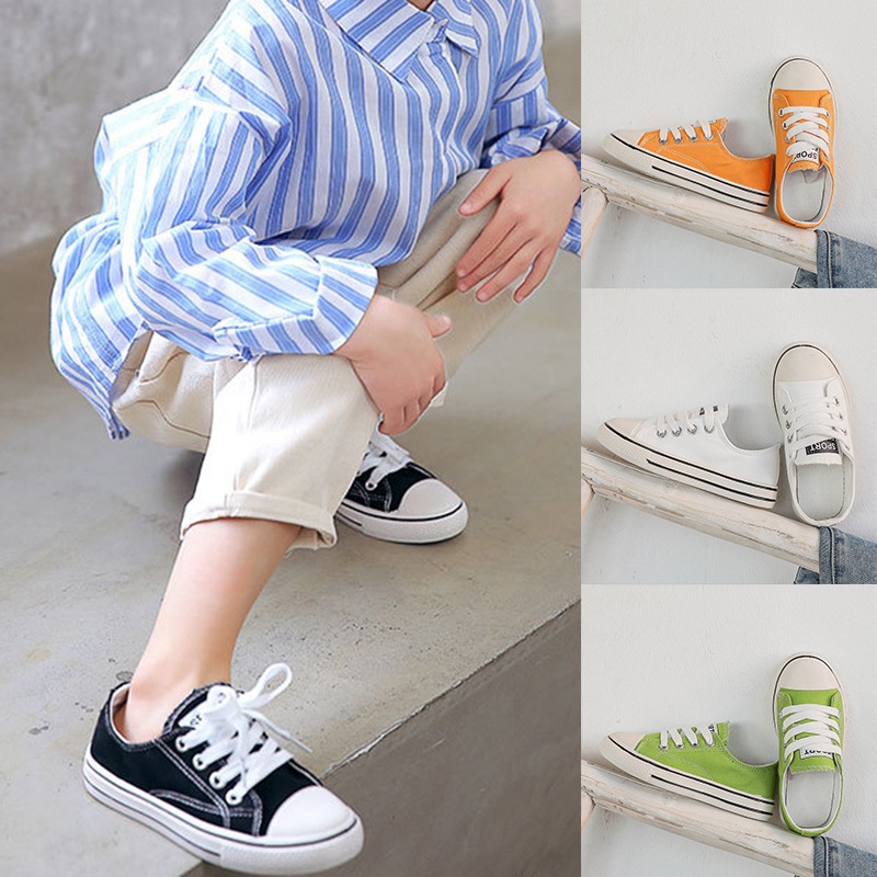 Giày canvas phong cách Hàn Quốc cổ thấp dành cho bé