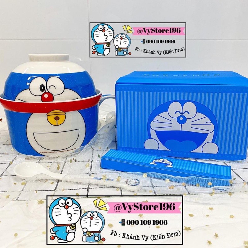 SET THỐ + BÁT SỨ ĐOREMON CAO CẤP HÀNG STORE CHUẨN ĐÔRAEMON