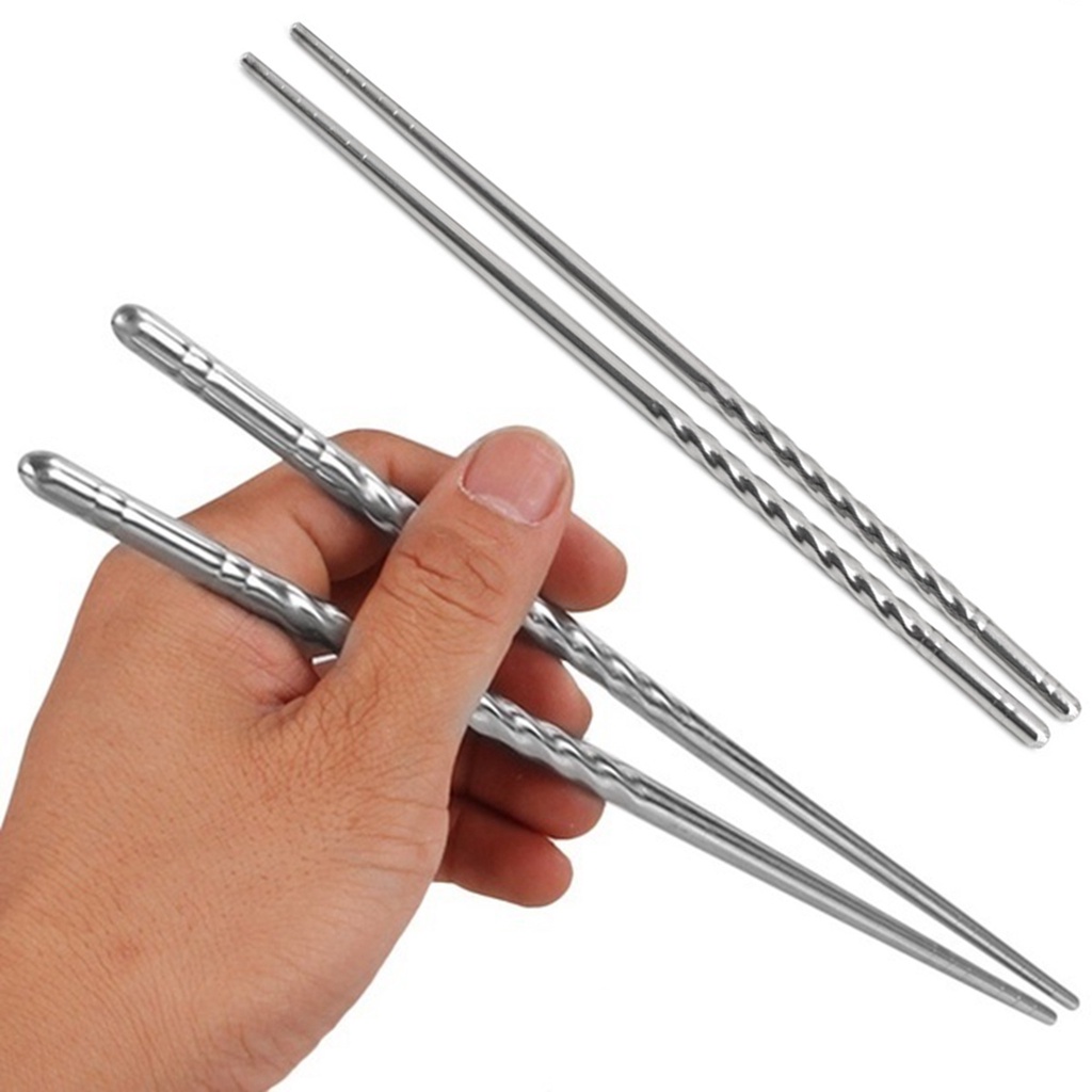 YIYU Đũa Ăn Bằng Thép Không Gỉ Chống Trượt An Toàn Cho Sức Khỏe Có Thể Tái Sử Dụng