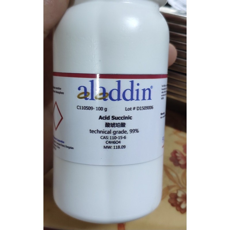 Hoá chất Succinic aci.d CAS 110-15-6 C4H6O4 axi.t succinic lọ 100g
