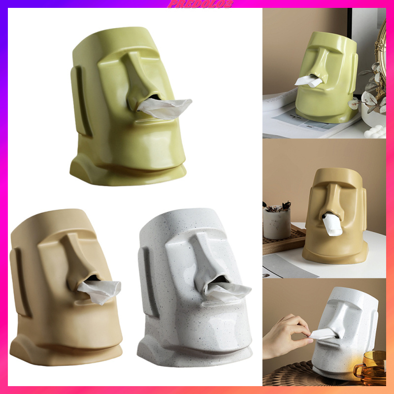 [Predolo2] Hộp Đựng Khăn Giấy Hình Tượng Moai Trang Trí Phòng Khách Khách Sạn Xe Hơi