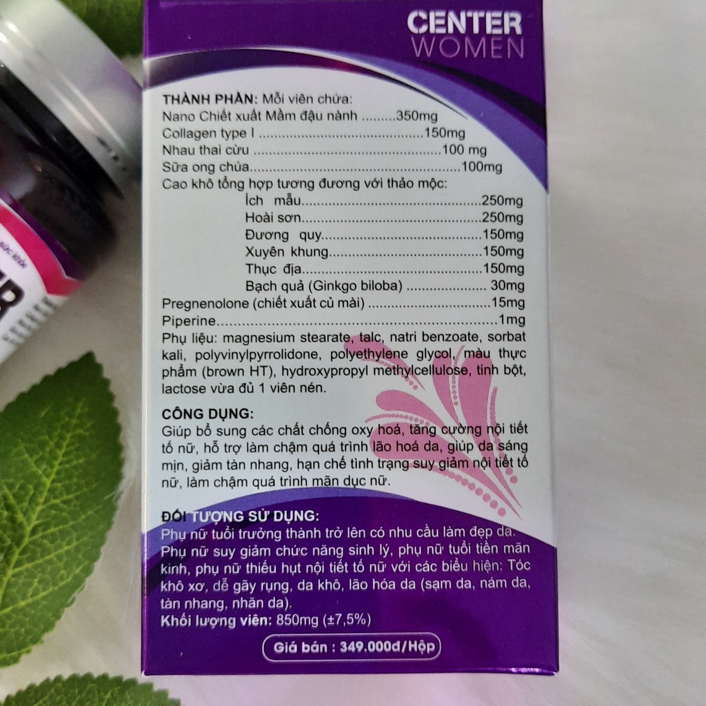 Viên uống Collagen đẹp da, dùng cho người nám da, tàn nhang, giúp da đàn hồi, bổ sung nội tiết tố- CENTER WOMENT