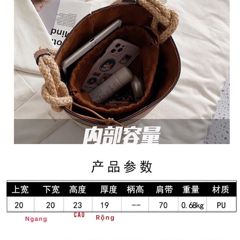 Túi kẹp nách đeo vai thùng nước có túi rút dây bên trong chất bao đẹp ♥️