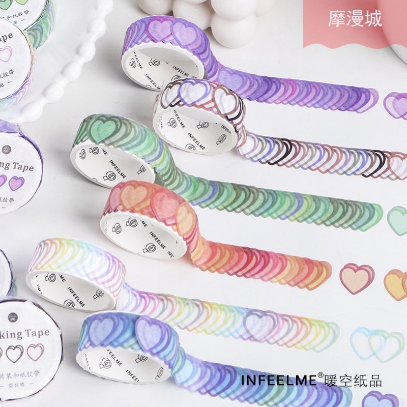 Set 100 miếng sticker washi hình trái tim dễ thương để trang trí