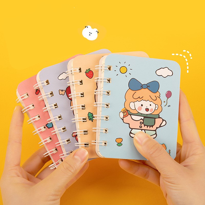 Sổ Tay Lò Xo Mini Cute Hình Gấu Thỏ Hoạt Hình Dễ Thương Ghi Chép Bìa Trơn VPS15