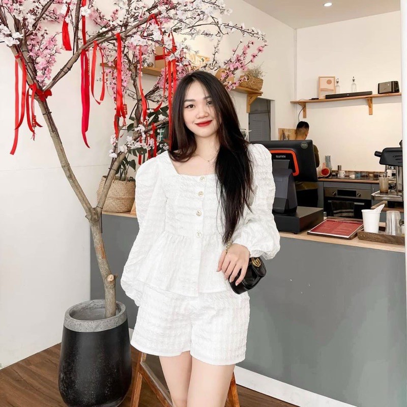 set Gấm áo tay phồng