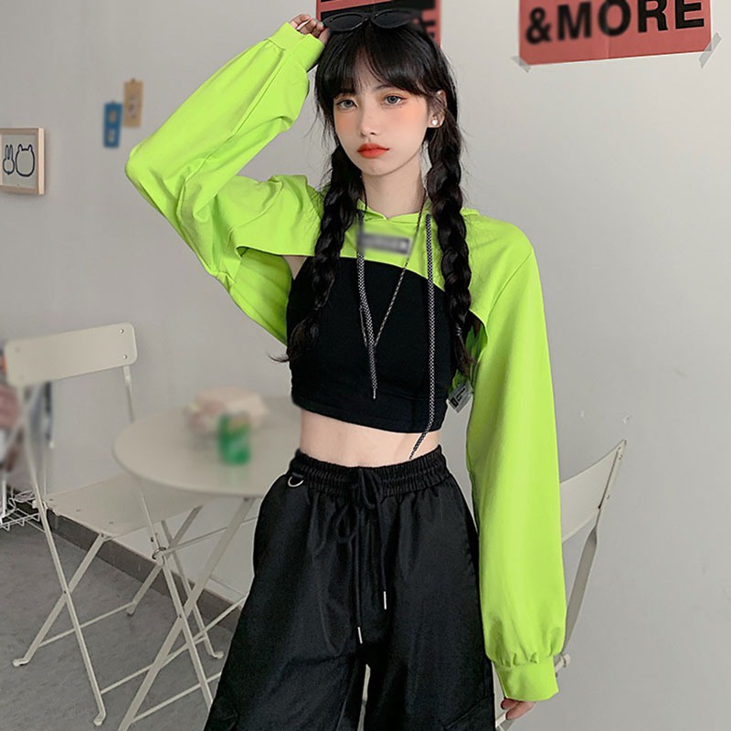Áo Croptop Cực Ngắn Tay Dài Lưng Cao Phong Cách Hip-Hop Dành Cho Bạn Nữ