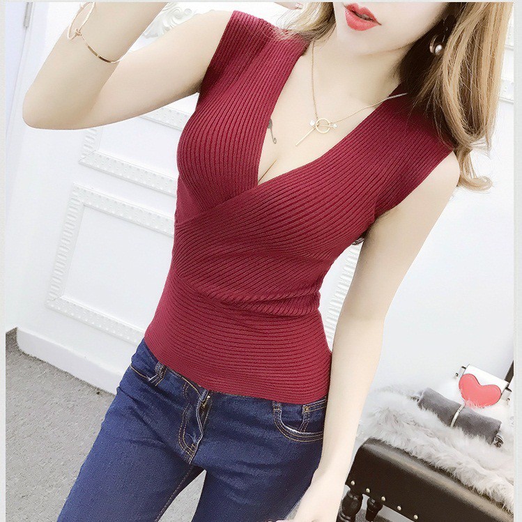 Hàng Nhập : ÁO CỔ TIM CHÉO, KHÔNG TAY – AK 020 | BigBuy360 - bigbuy360.vn