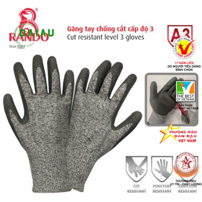 Găng Tay Bảo Vệ Lao Động 3M Chống Cắt Chống Mài Mòn Chống Trượt Cấp Độ 3 Cống Đâm Xuyên Theo Tiêu Chuẩn EN388:4131