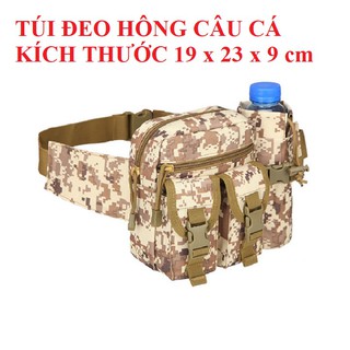 [SIÊU BỀN] Túi đeo hông câu cá 19x23x9cm, túi đựng đồ đi câu lure xanh bộ đội và vàng rằn ri, túi đựng đồ câu cá