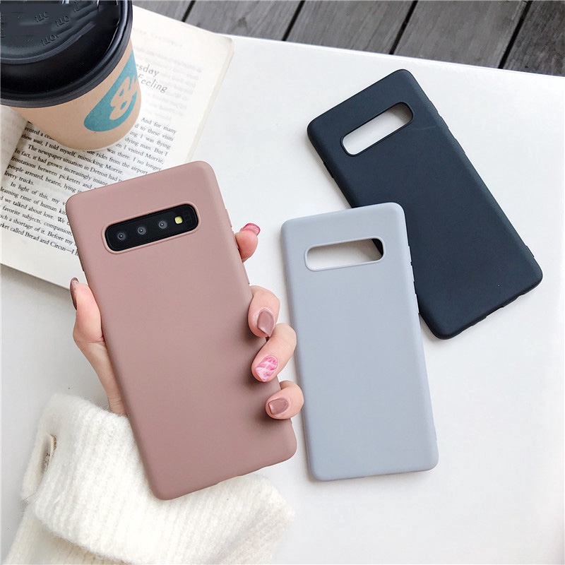 Ốp điện thoại TPU mềm siêu mỏng màu kẹo cho Samsung Galaxy A02S S10 Plus S10e S10 5G